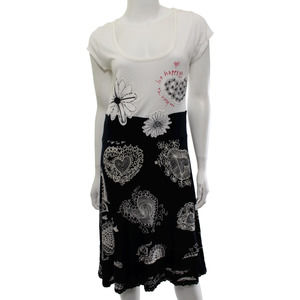 Desigual T Shirt Dress Floral Hearts Artsy